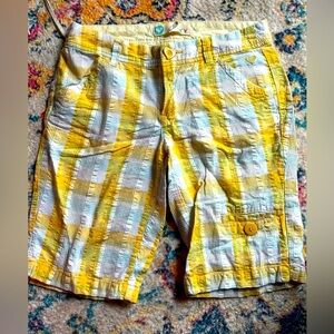 Roxy yellow plaid shorts bermuda